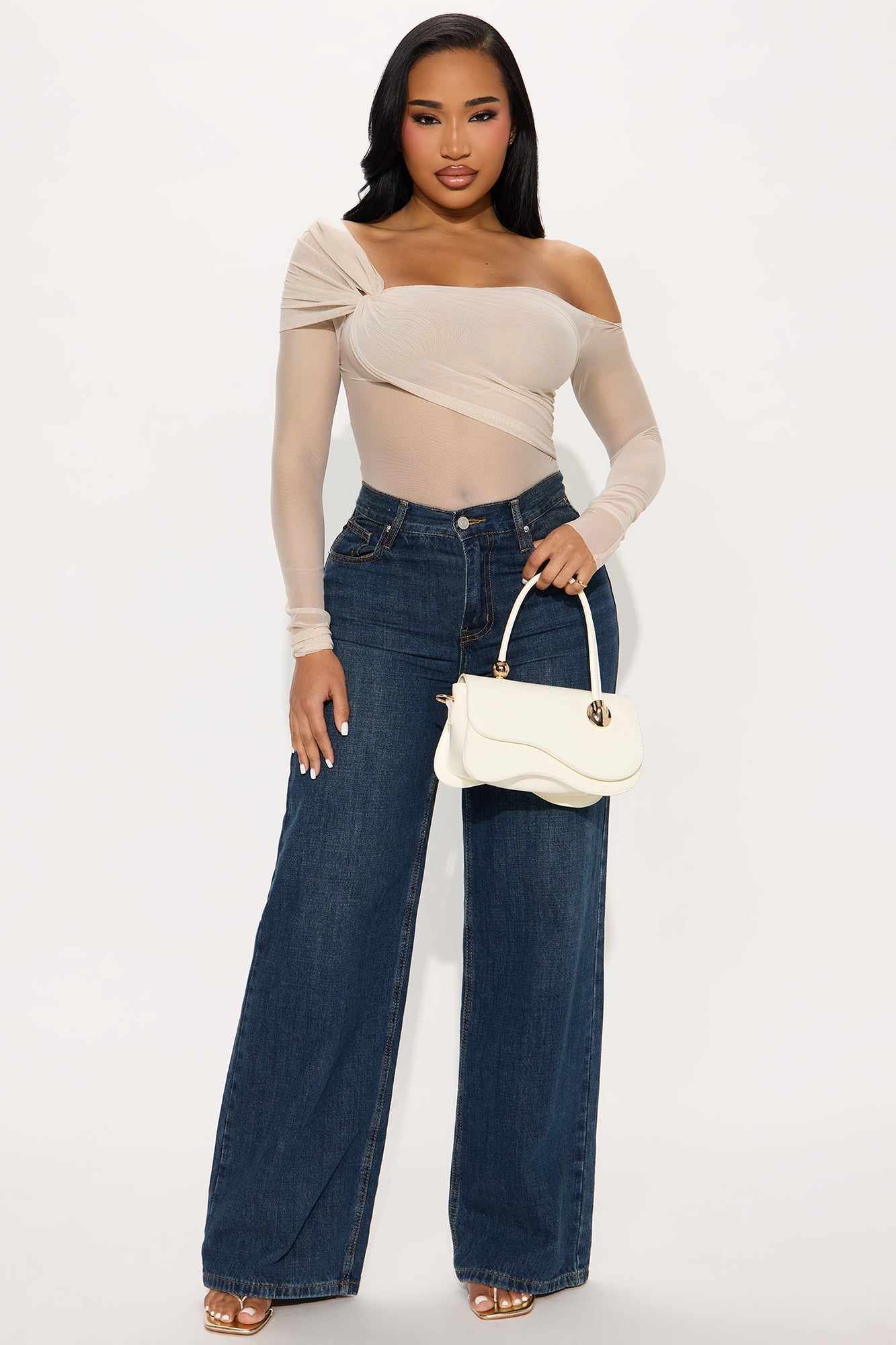 Priscilla Mesh Off Shoulder Top - Blush