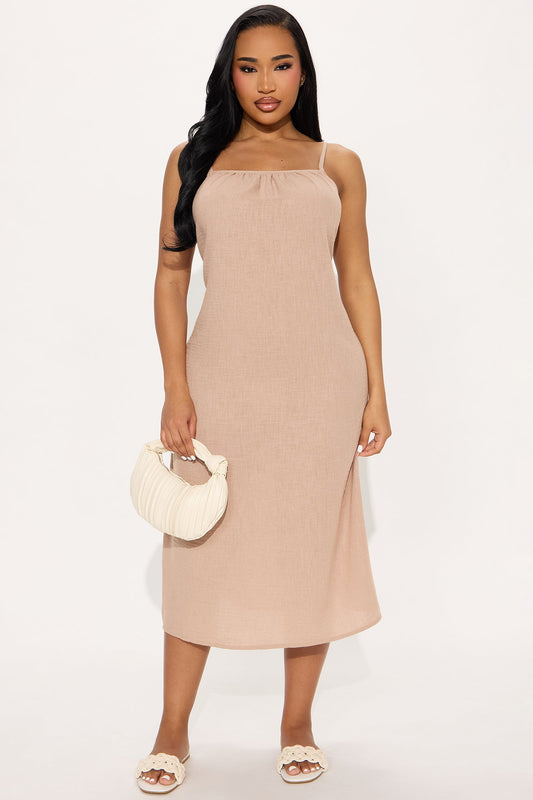 On The Coast Gauze Vacation Midi Dress - Mocha