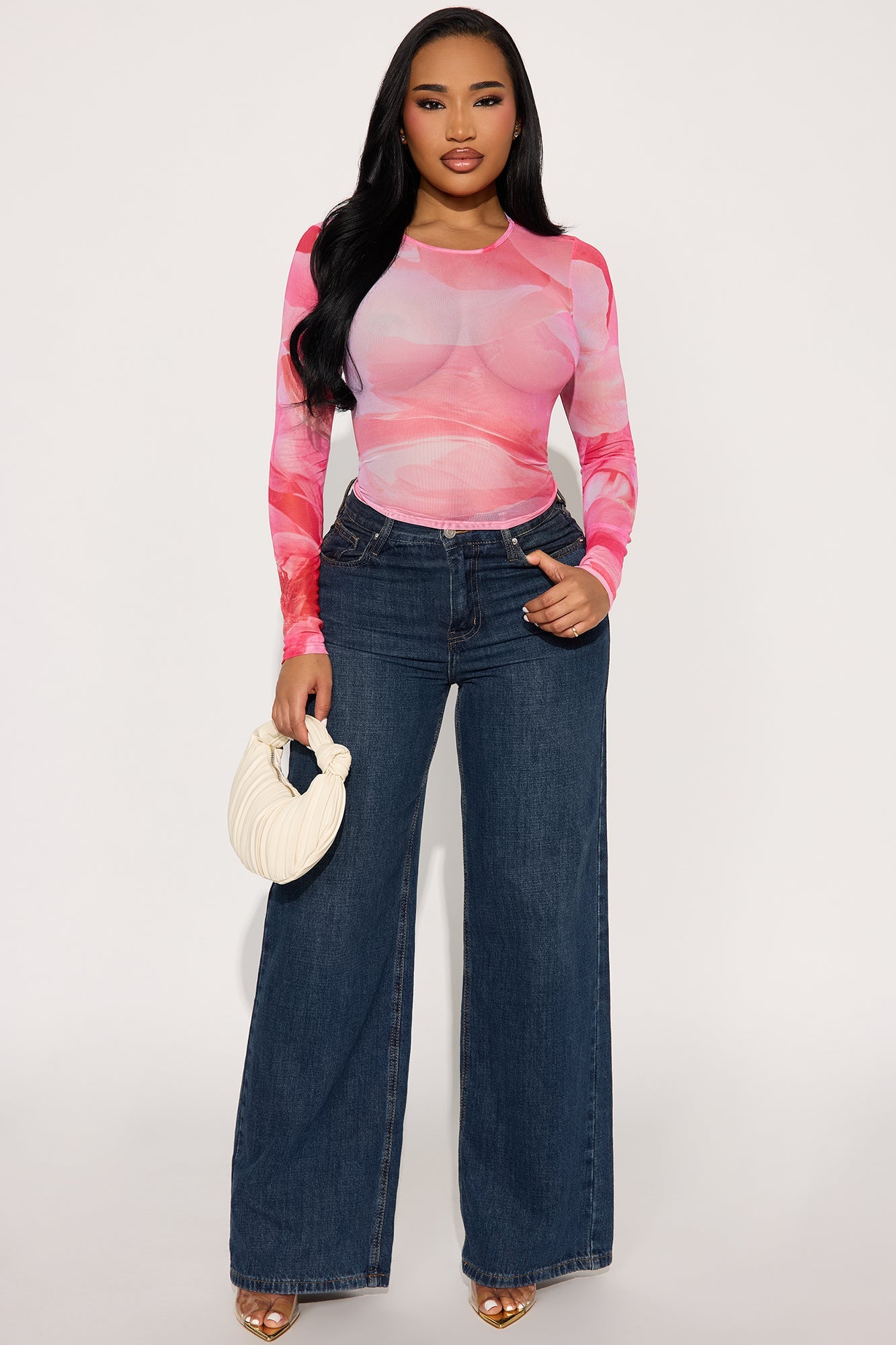 Vibrance Mesh Baby Tee - Pink/combo