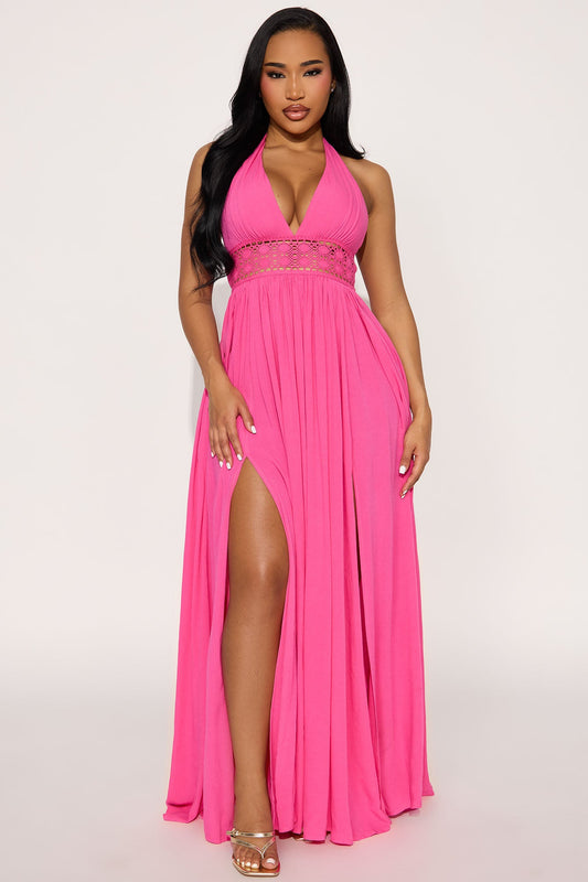 Jenna Gauze Maxi Dress - Hot Pink