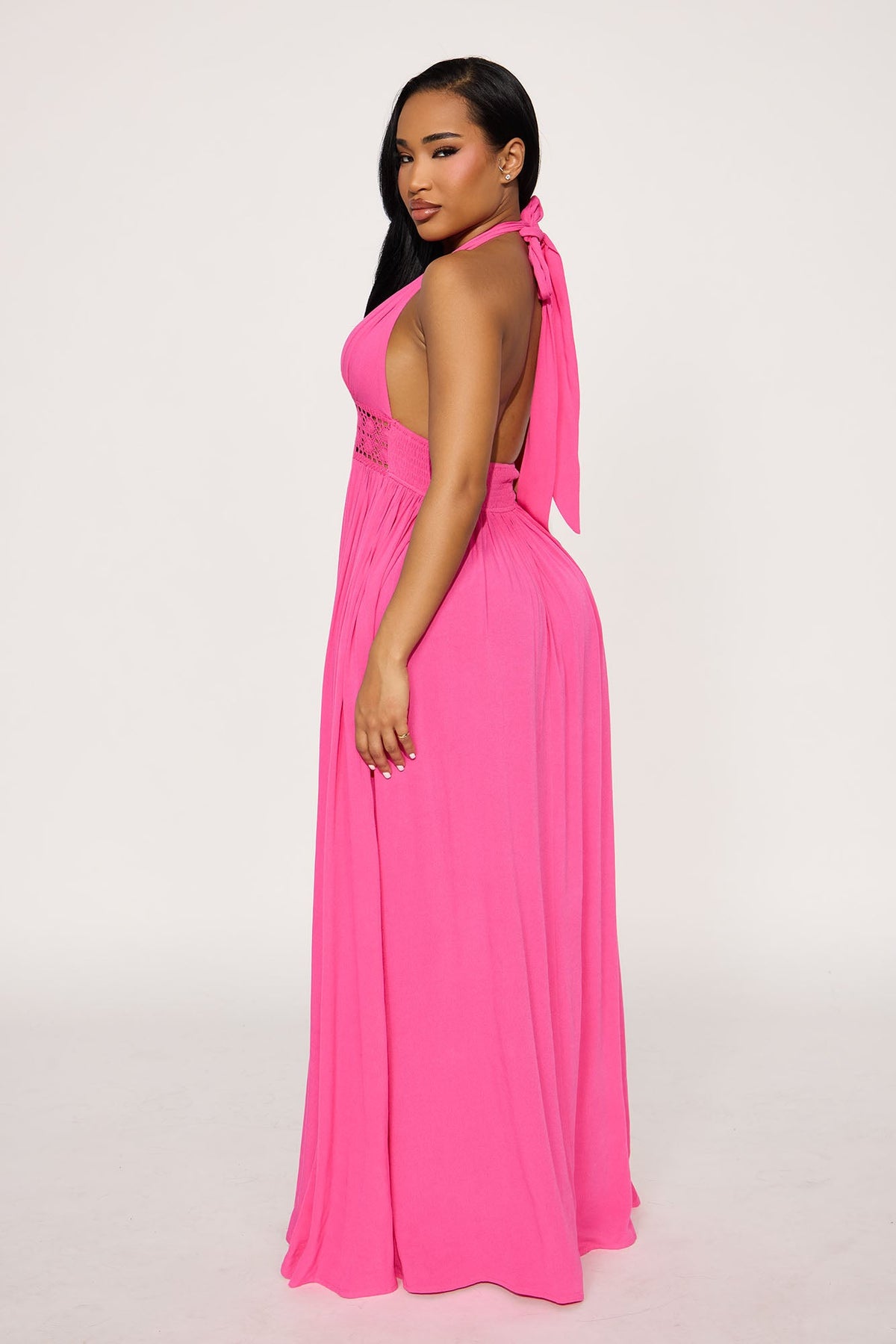 Jenna Gauze Maxi Dress - Hot Pink