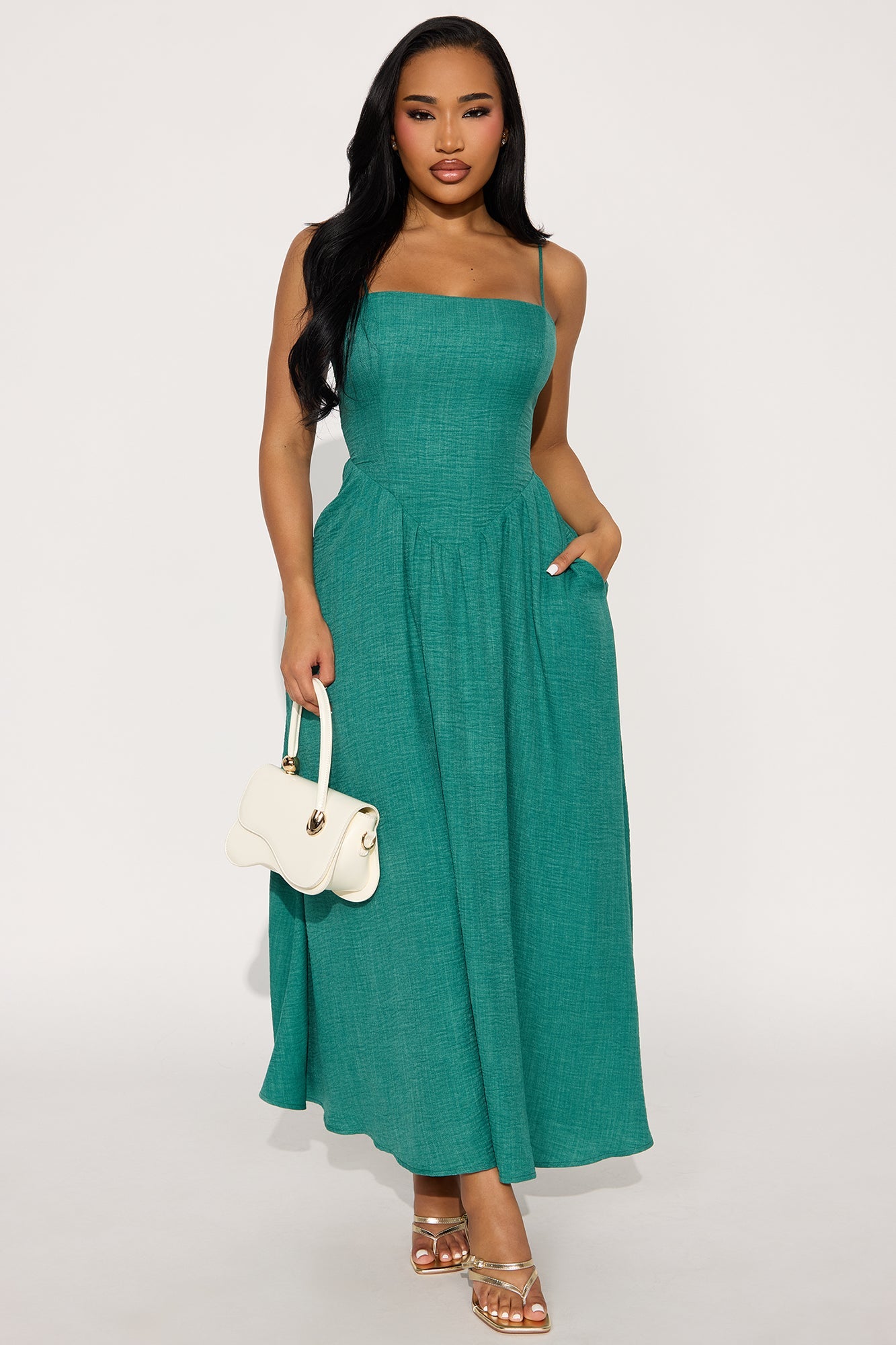 Salina A Line Maxi Dress - Green