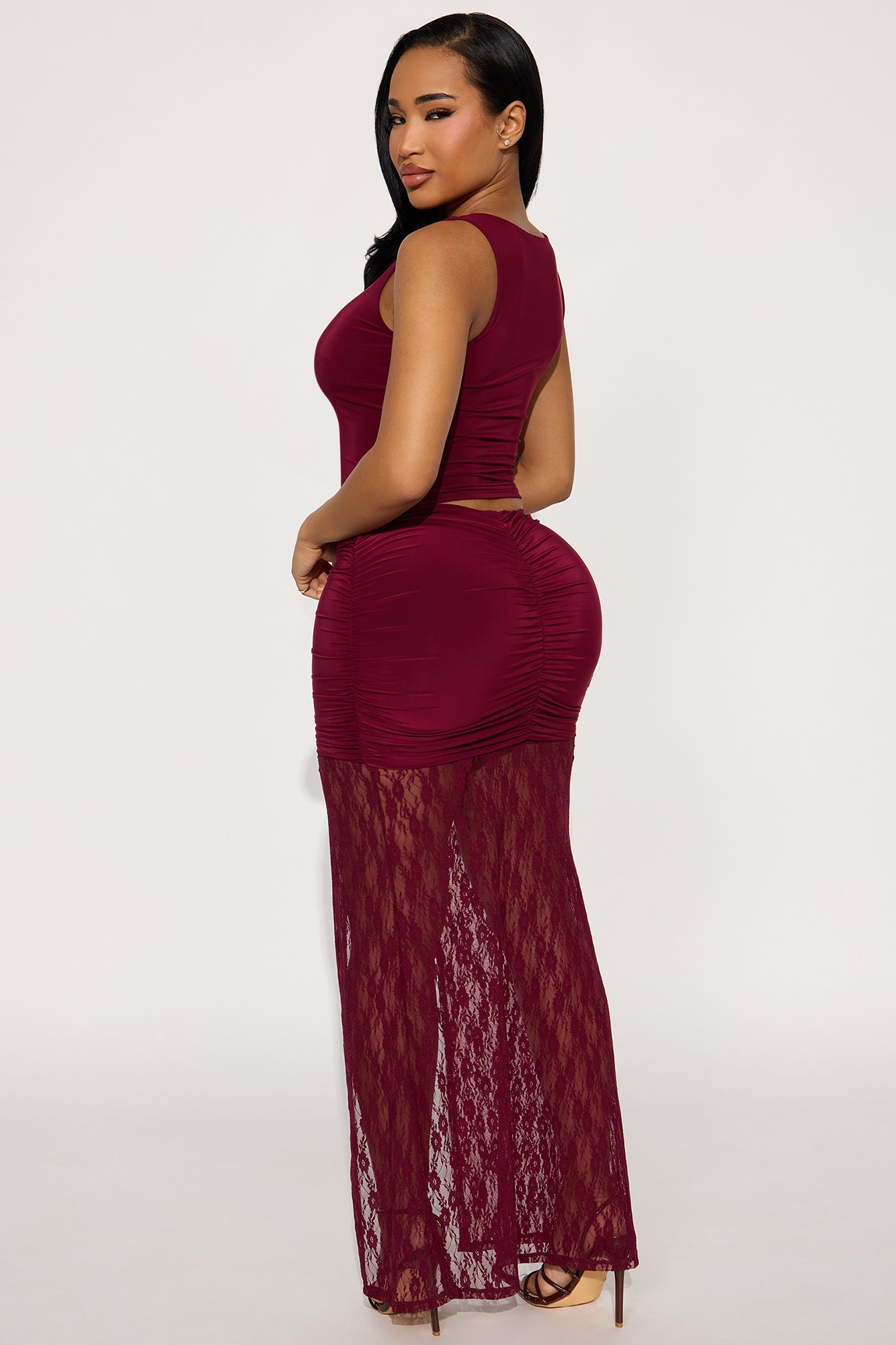 Sweeter Than Life Maxi Skirt Set - Wine