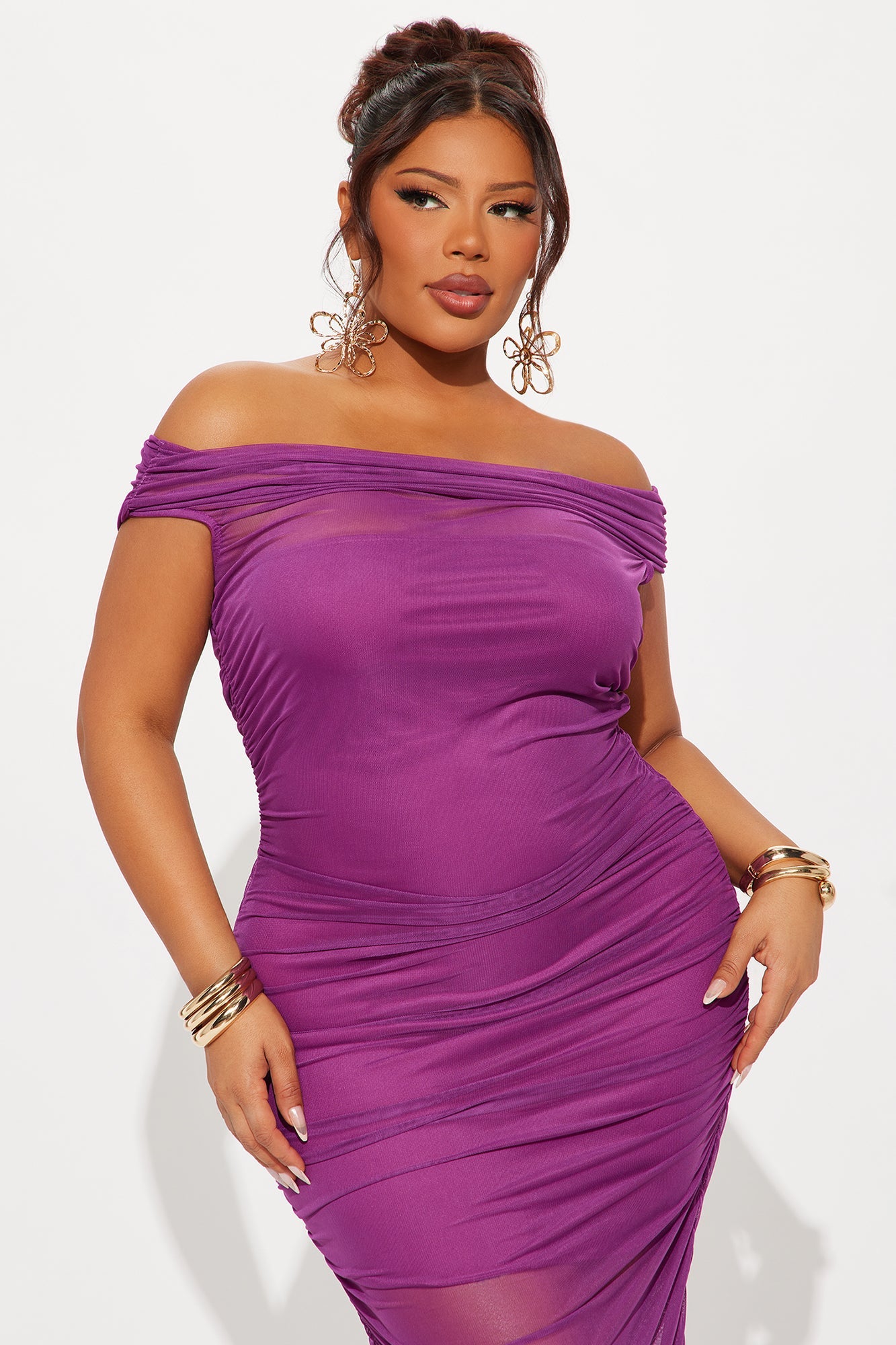 More To Come Sheer Mesh Midi Dress - Magenta