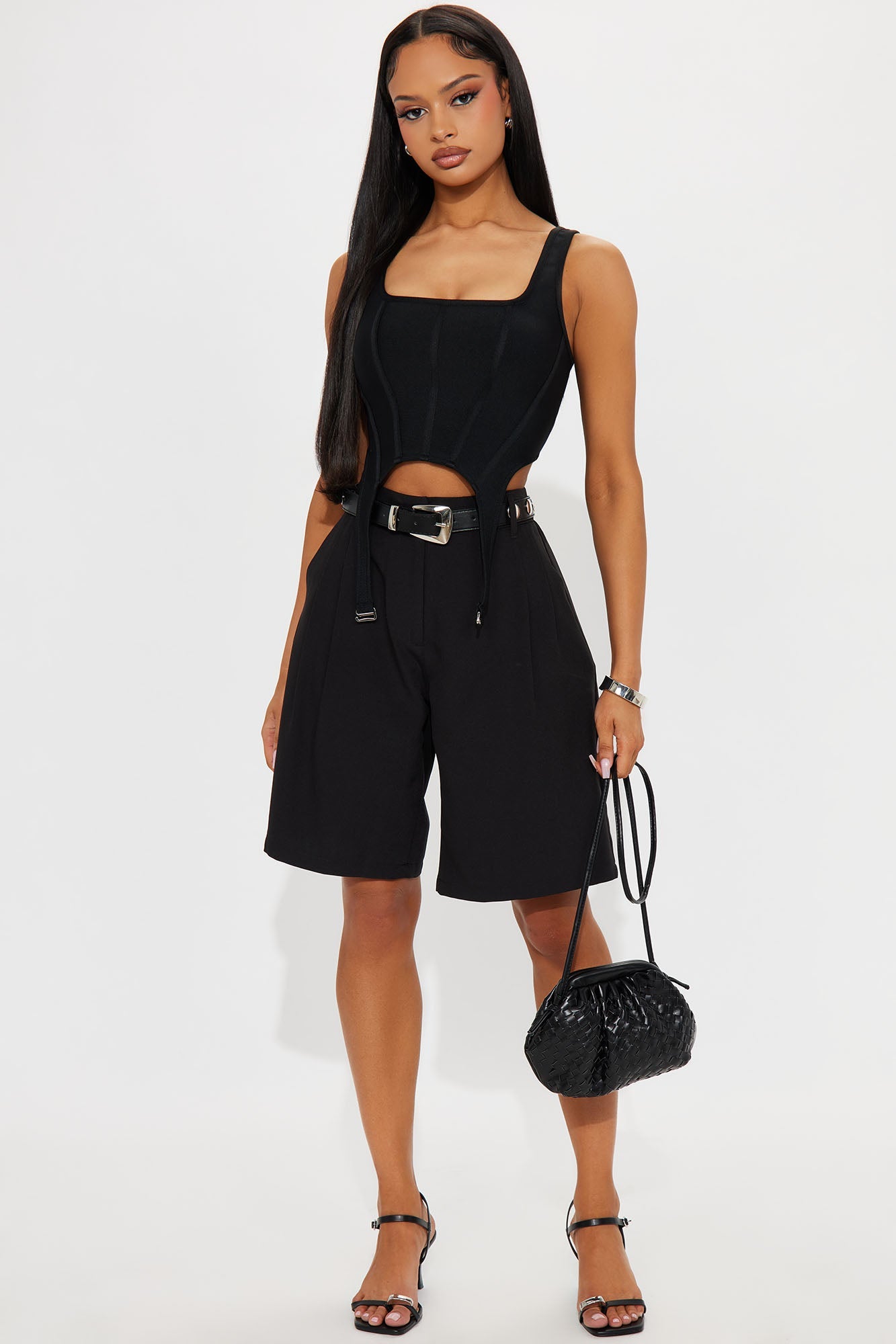 Rosie Trouser Bermuda Short - Black