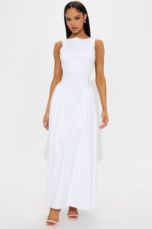 Anne Backless Maxi Dress - White