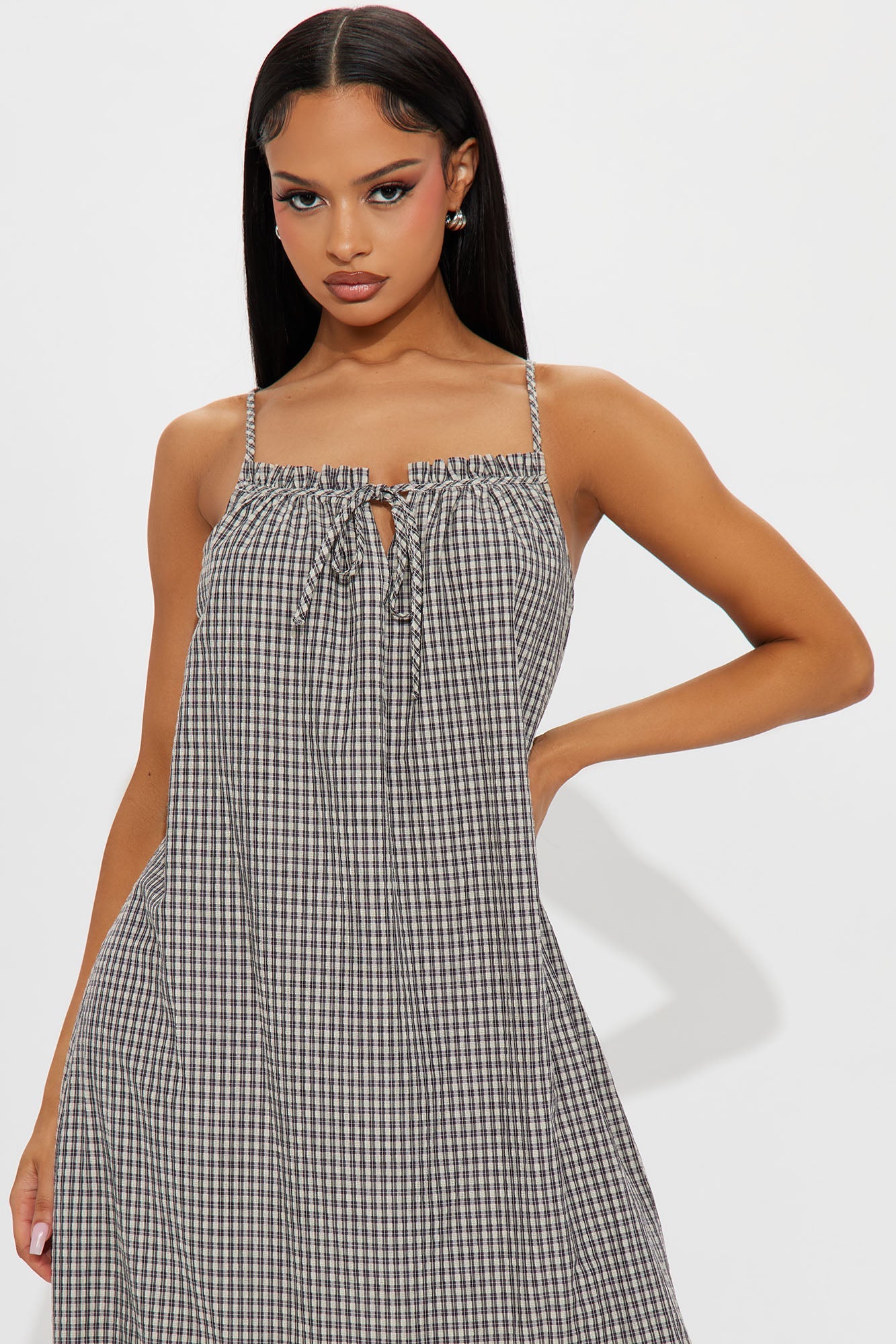 Sweet Home Gingham Maxi Dress - Grey/combo