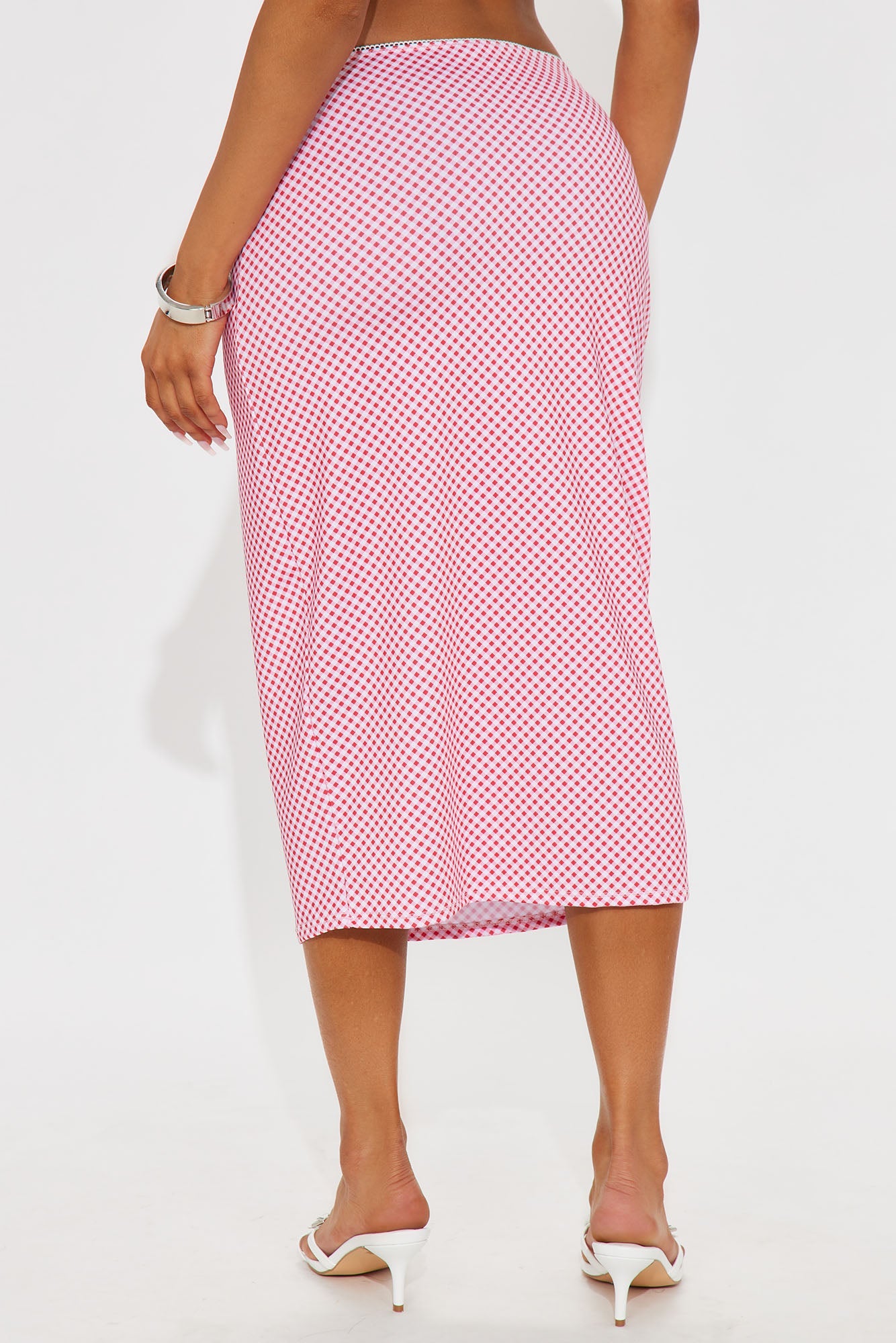 Cherie Gingham Midi Skirt - Red