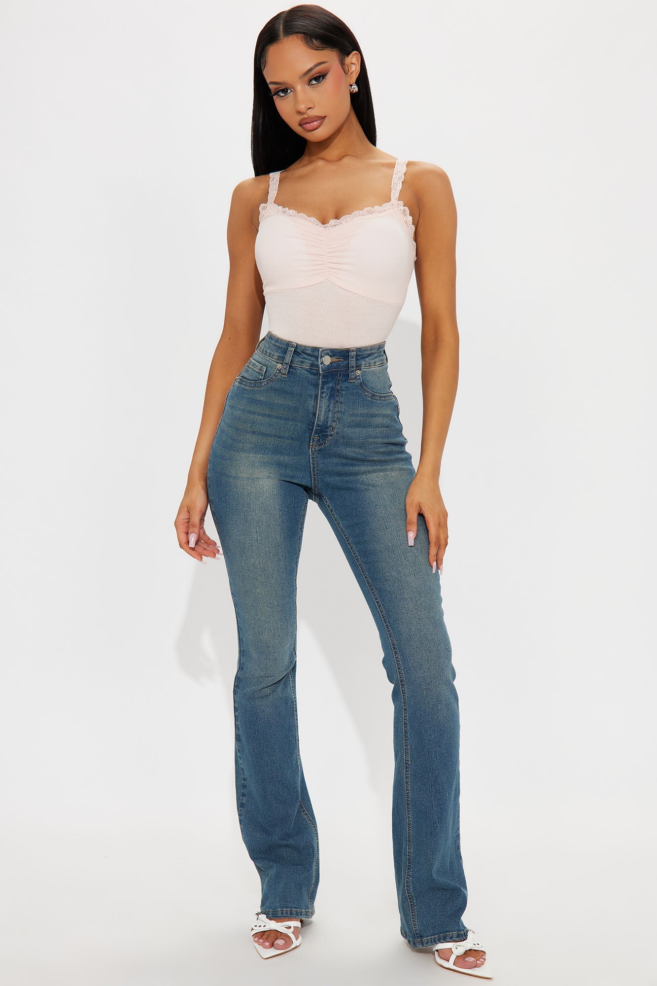 Sienna Lace Trim Cami Top - Peach