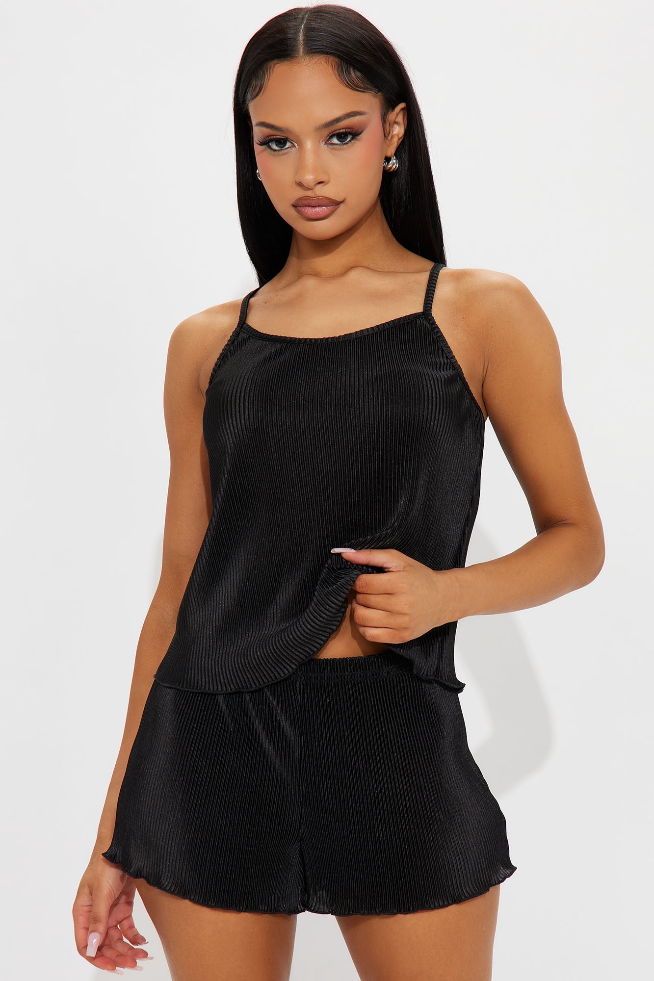 Always Bedtime Plisse PJ Short Set - Black