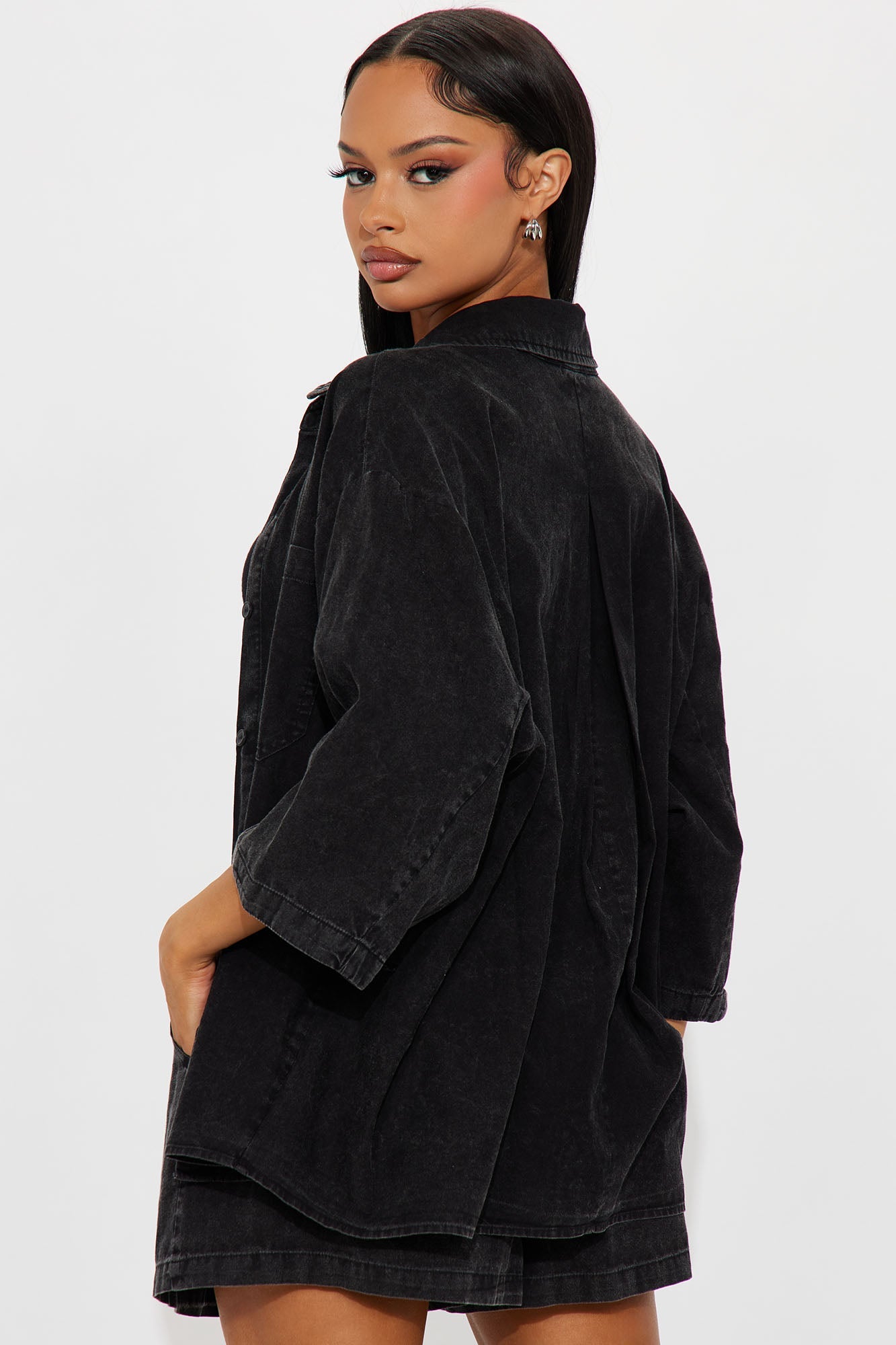 Willow Washed Short Set - Black