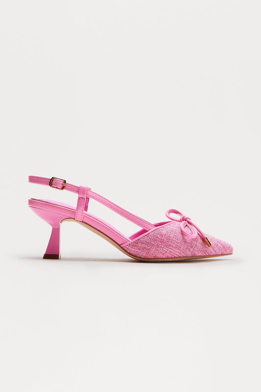 Jade Slingback Bow Pumps - Pink