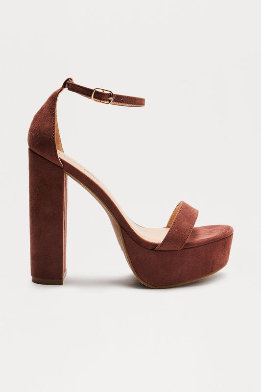 Hilana Platform Heeled Sandals - Chocolate