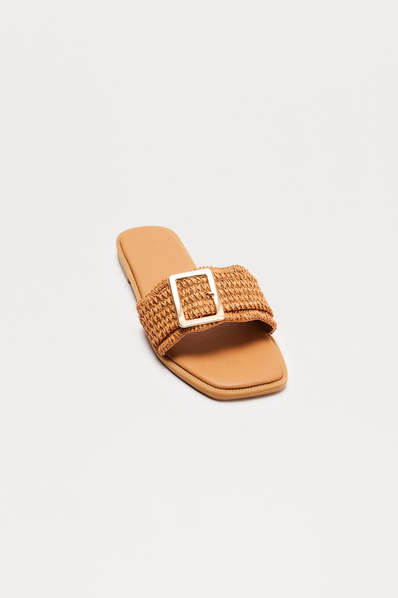 San Diego Raffia Buckle Sandals - Cream
