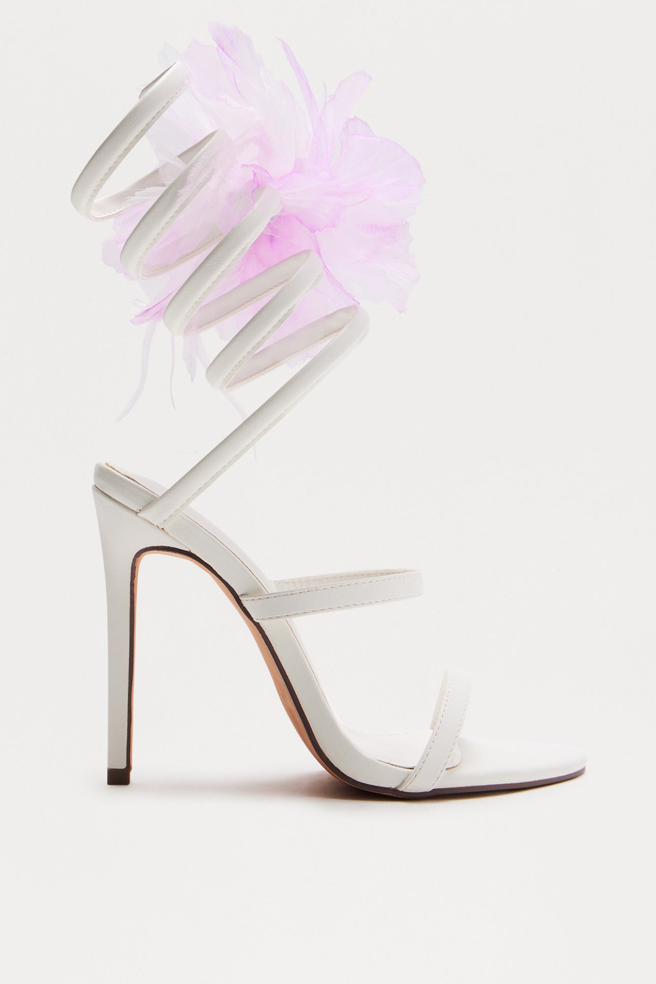 Rome Flower Wrap Up Heels - White