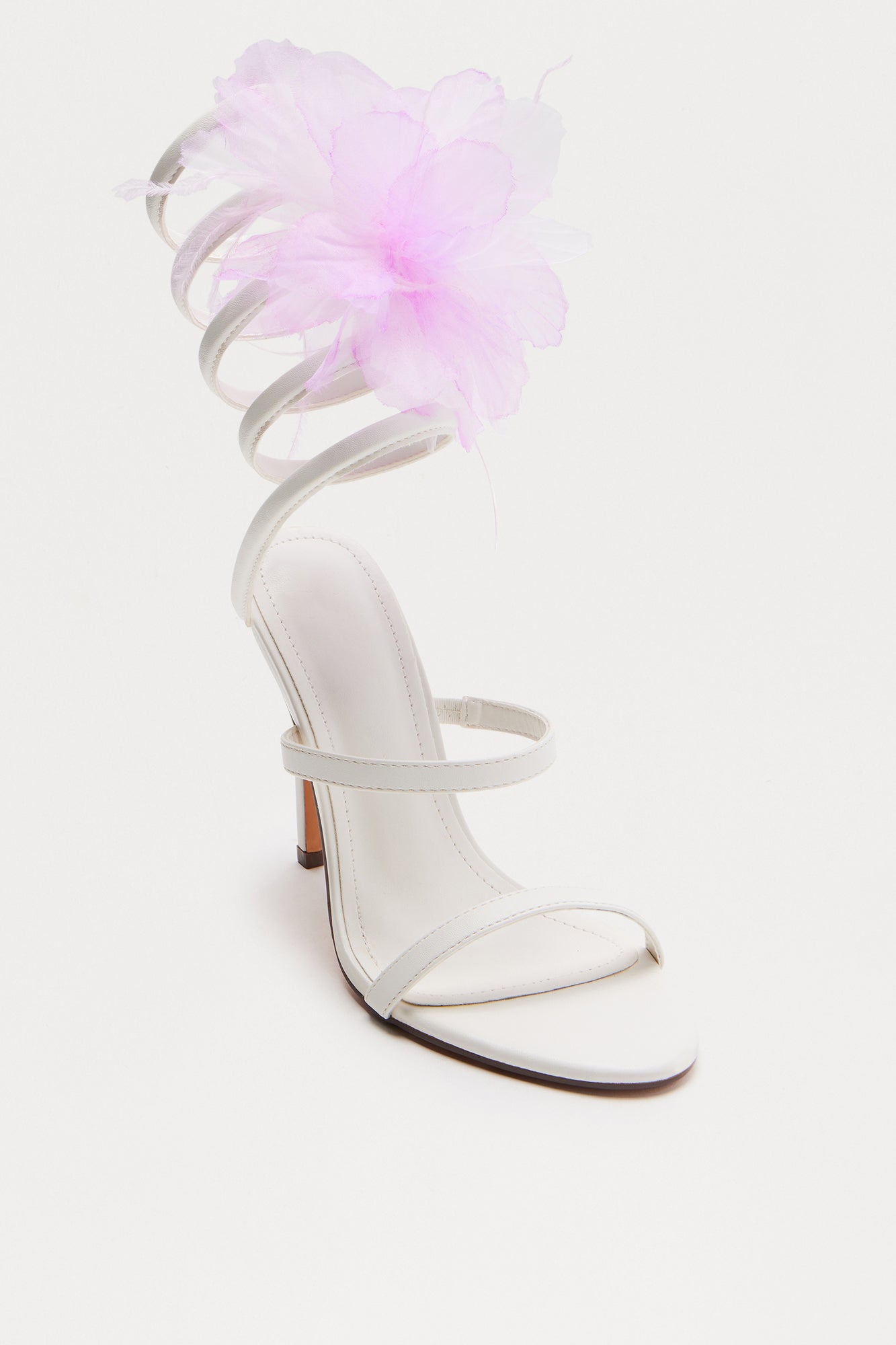 Rome Flower Wrap Up Heels - White