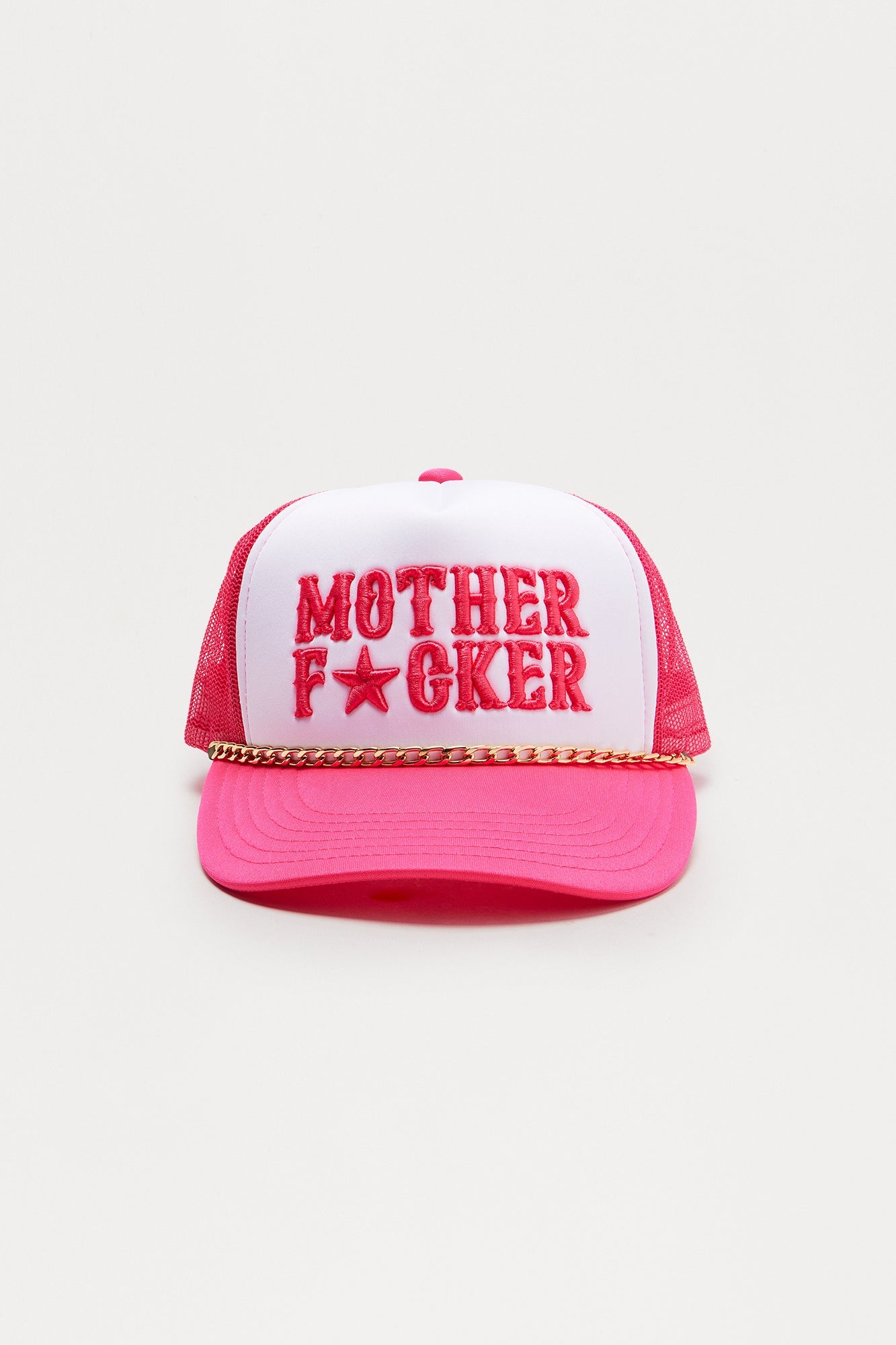 MotherF*cker Chain Trucker Hat - White/Pink