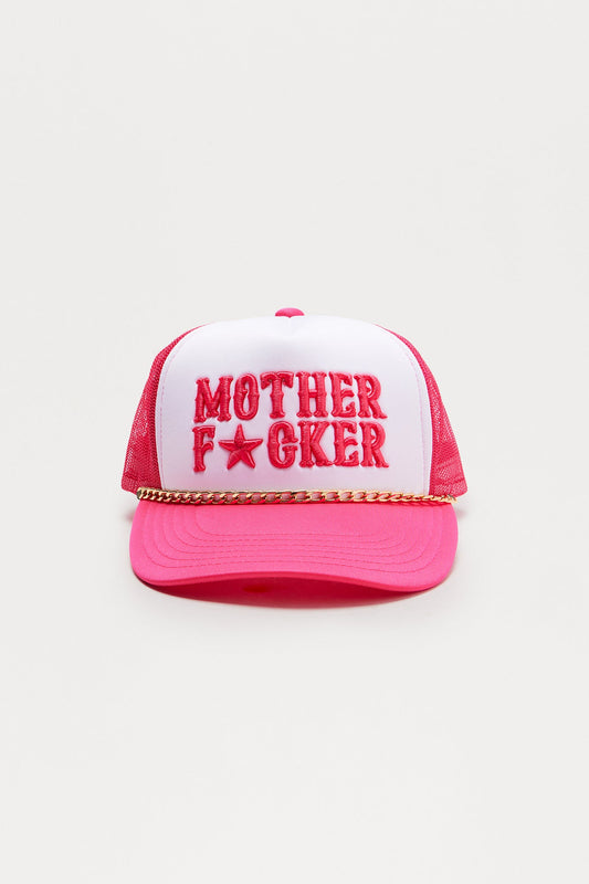MotherF*cker Chain Trucker Hat - White/Pink
