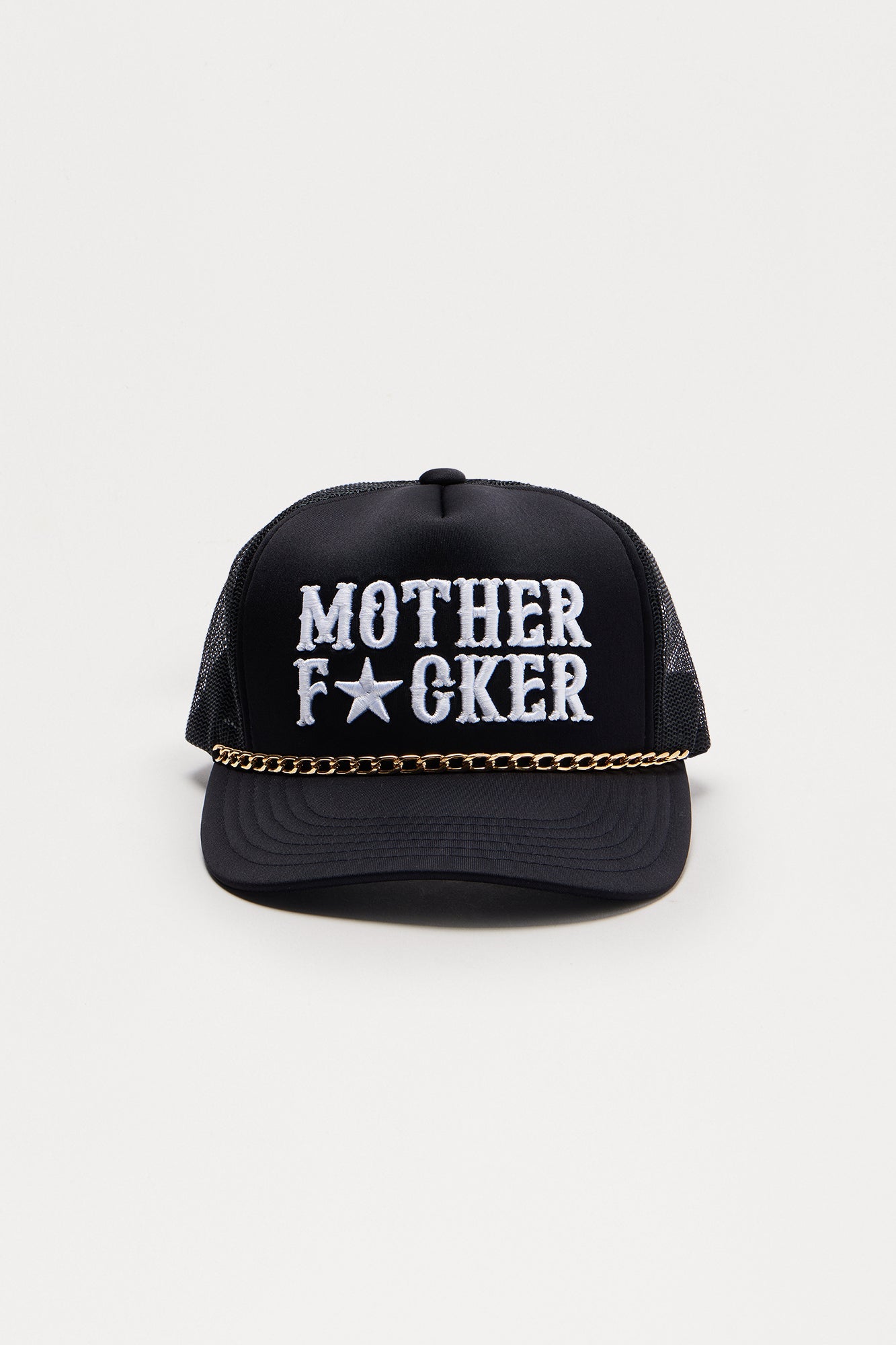 MotherF*cker Chain Trucker Hat - Black/White