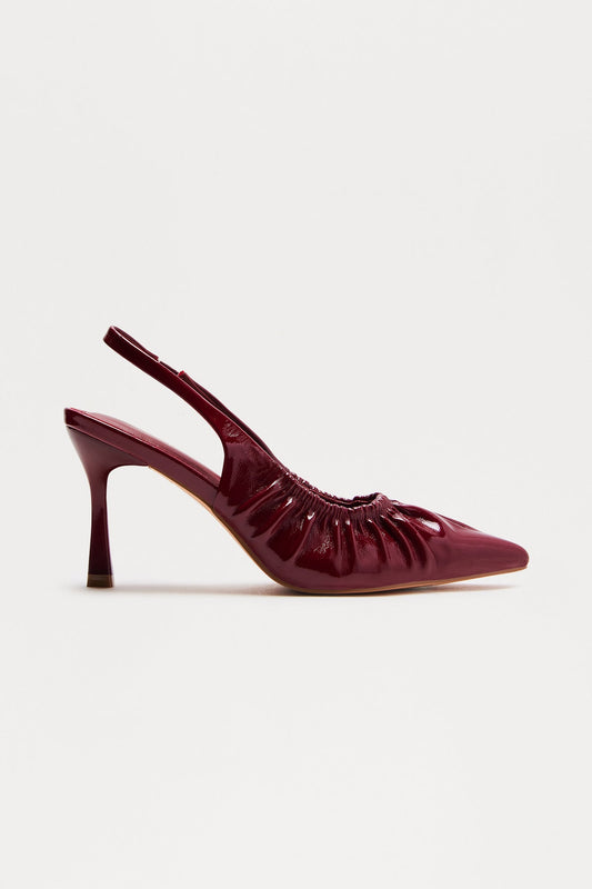 Envious Patent Slingback Pumps - Burgundy