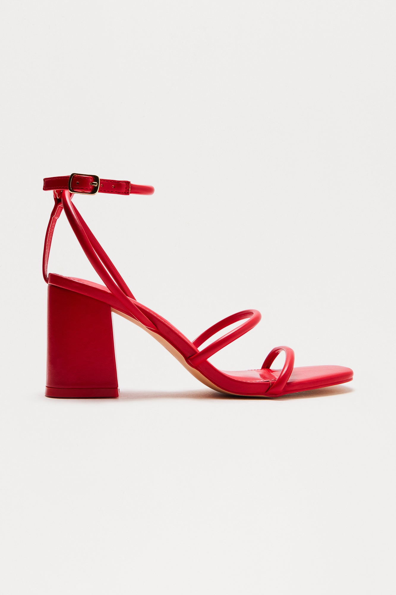 Kavita Faux Leather Ankle Strap Heels - Red