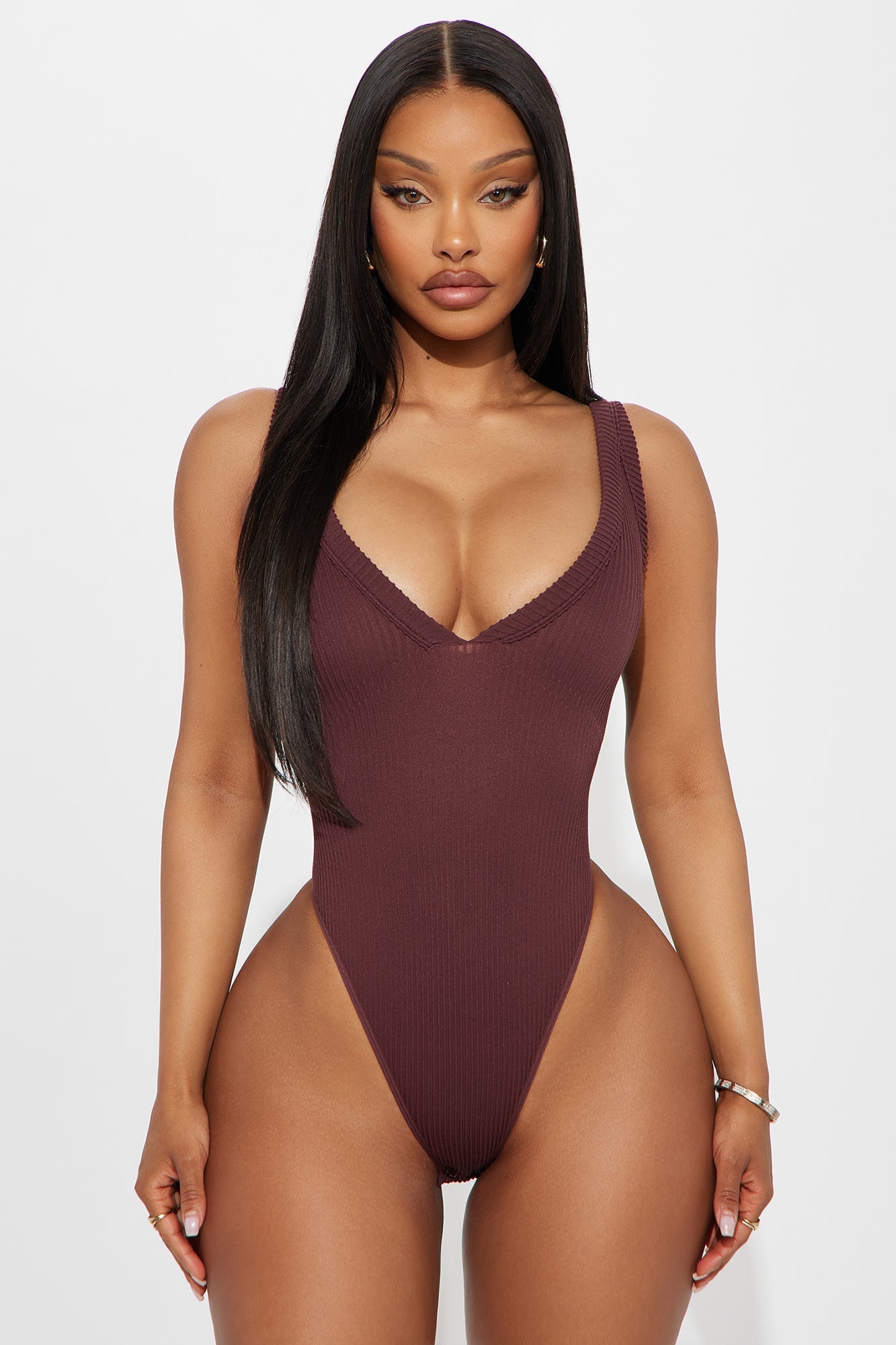 Life Changing Heavy Rib Bodysuit - Brown