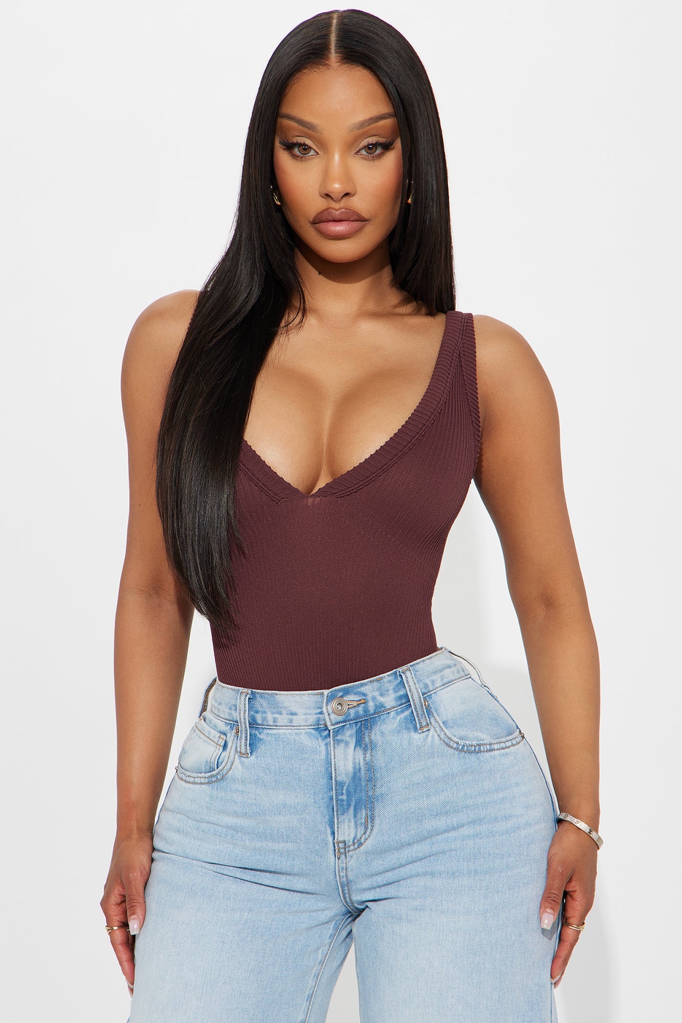 Life Changing Heavy Rib Bodysuit - Brown