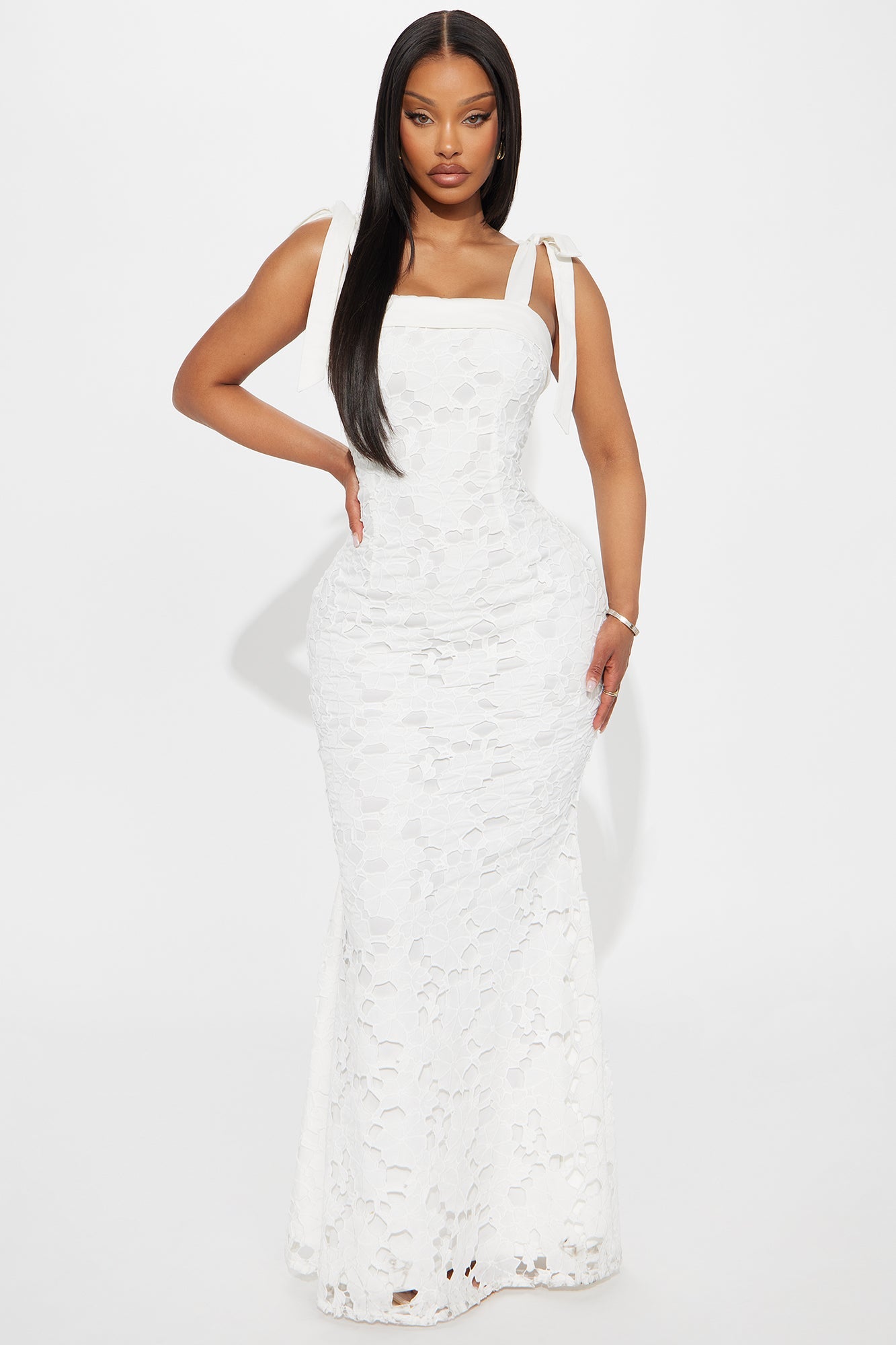 Flora Crochet Lace Maxi Dress - White