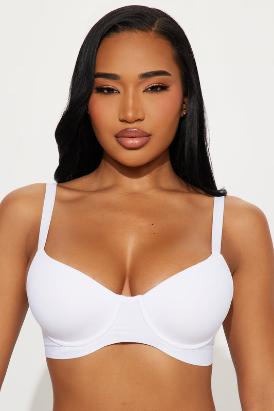 Smooth Like That Lightly Lined Scuba Demi Bra - White