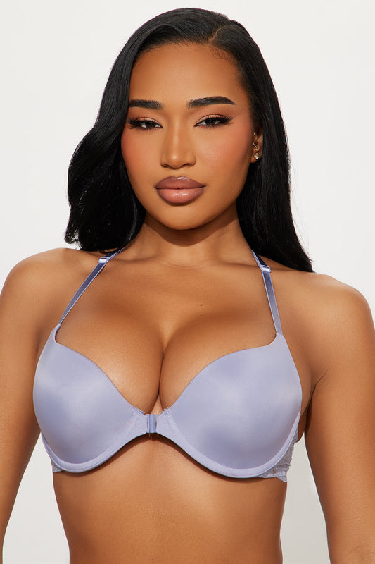 A Touch Of Lace Front Closure Mega Push Up Bra - Periwinkle