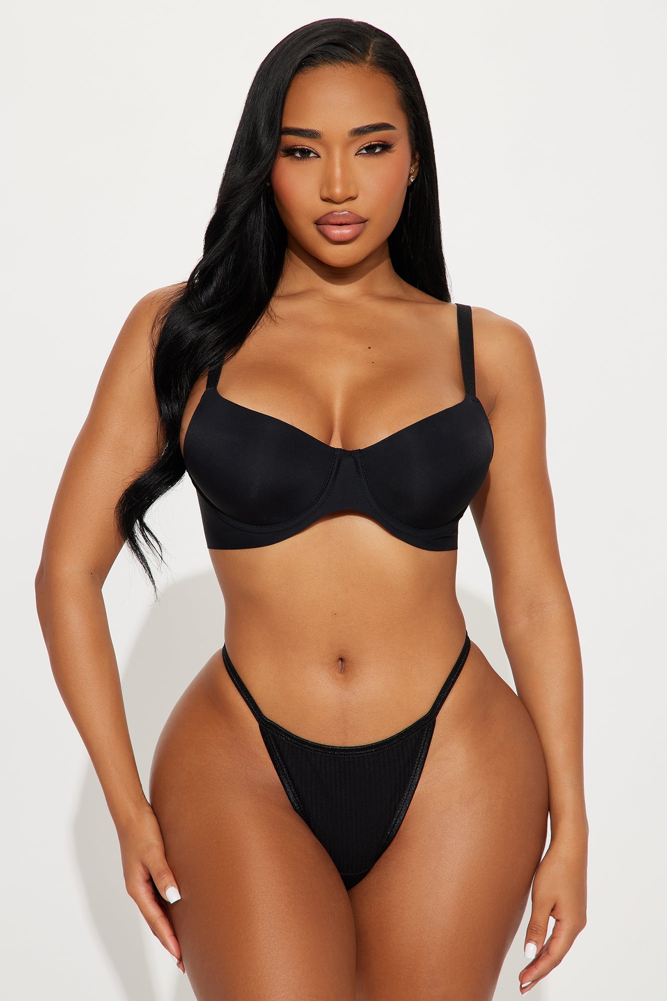 Smooth Like That Lightly Lined Scuba Demi Bra - Black