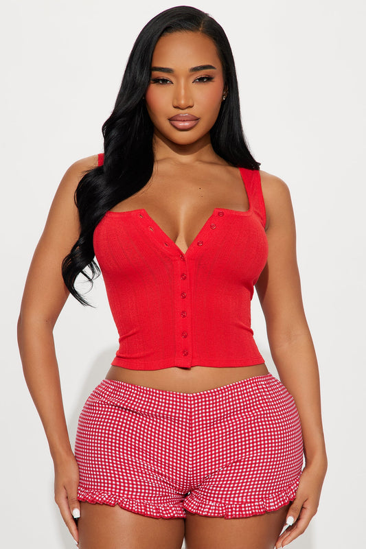 In A Dream Gingham PJ Short Set - Red