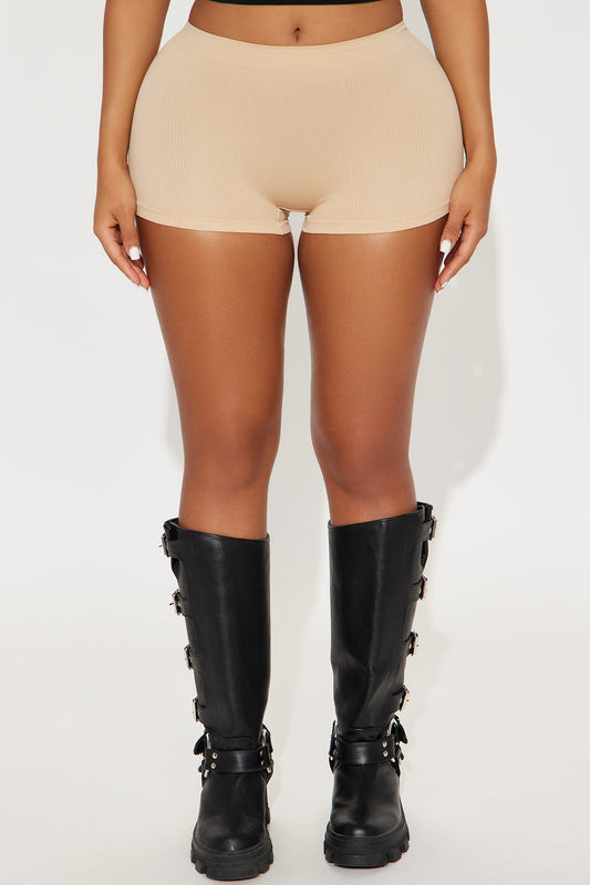 Me And You Seamless Ribbed Boyshort Panty - Tan