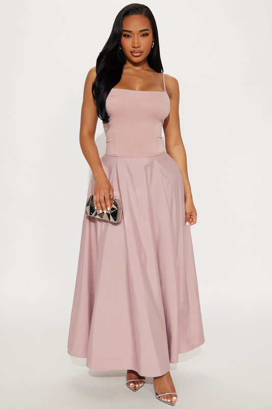 Melinda A Line Maxi Dress - Mauve
