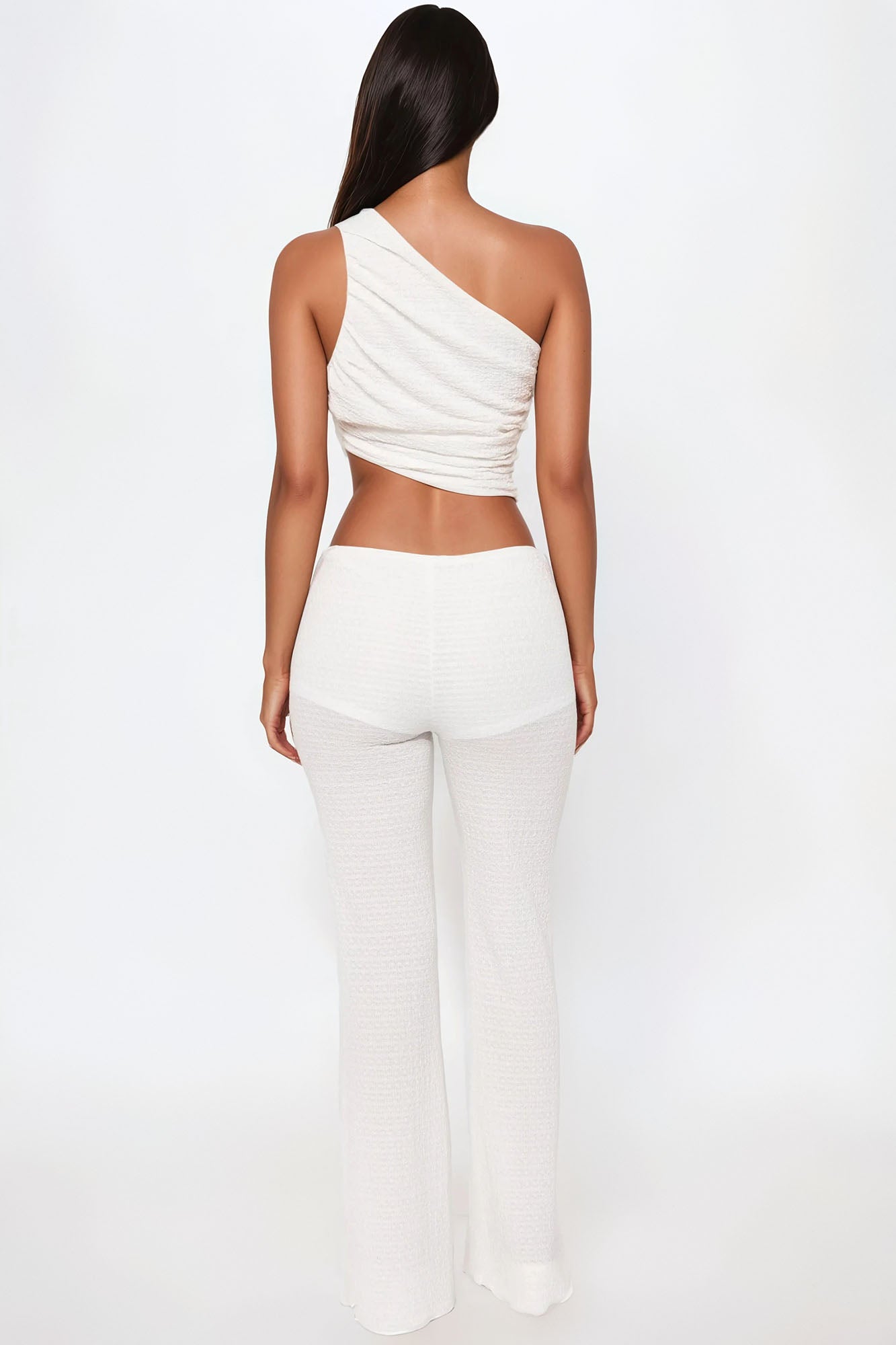 Tessa Textured Flare Pant Set - White
