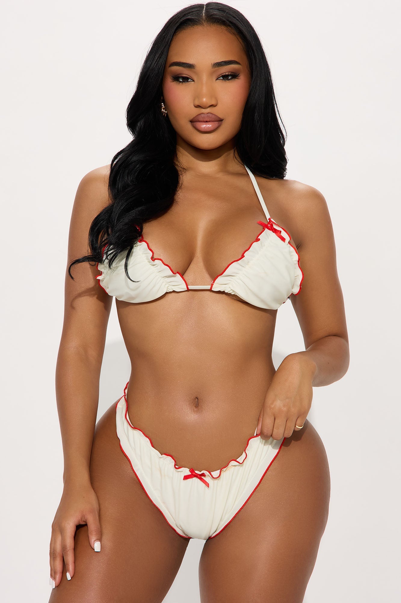 Sarah Bow Ruffle 2 Piece Bikini - Ivory/combo