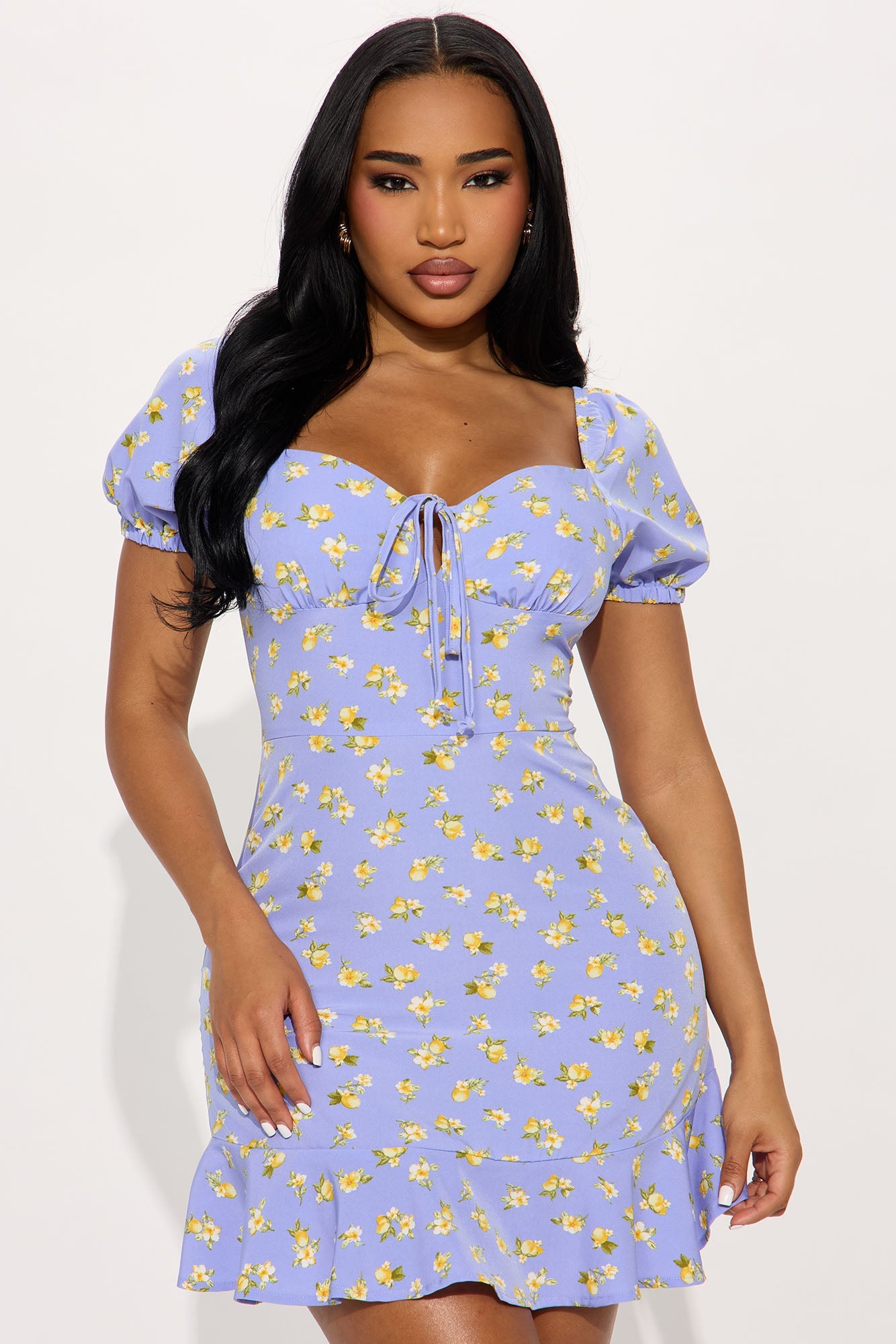 Monroe Floral Mini Dress - Blue/combo