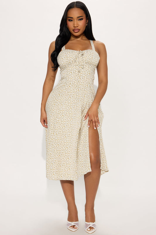 Fresh Market Floral Midi Dress - Cream/combo