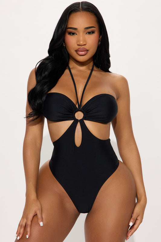 Billie Bandeau Keyhole Cutout 1 Piece Swimsuit - Black
