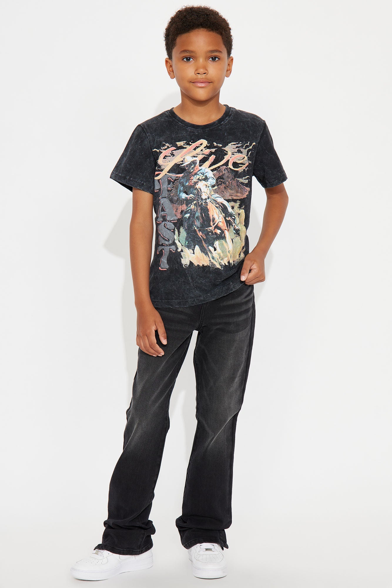 Mini Live Fast Cowboy Short Sleeve Tee - Grey