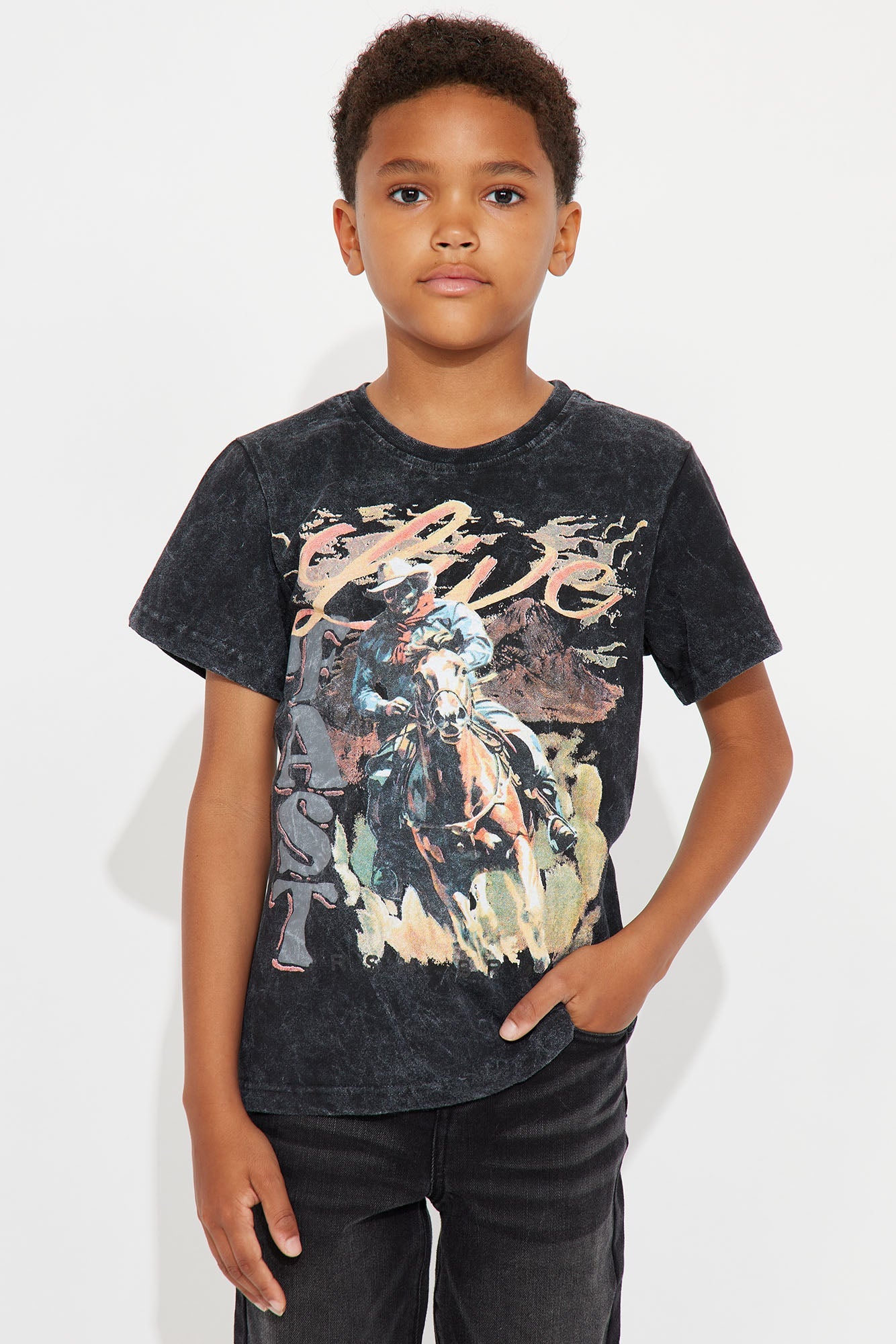 Mini Live Fast Cowboy Short Sleeve Tee - Grey