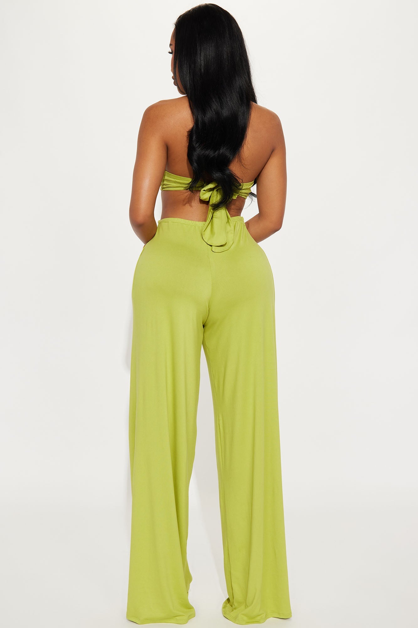Lala Cotton Halter Jumpsuit - Chartreuse