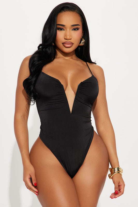 Very Unyielding V-Wire Ruched Bodysuit - Black