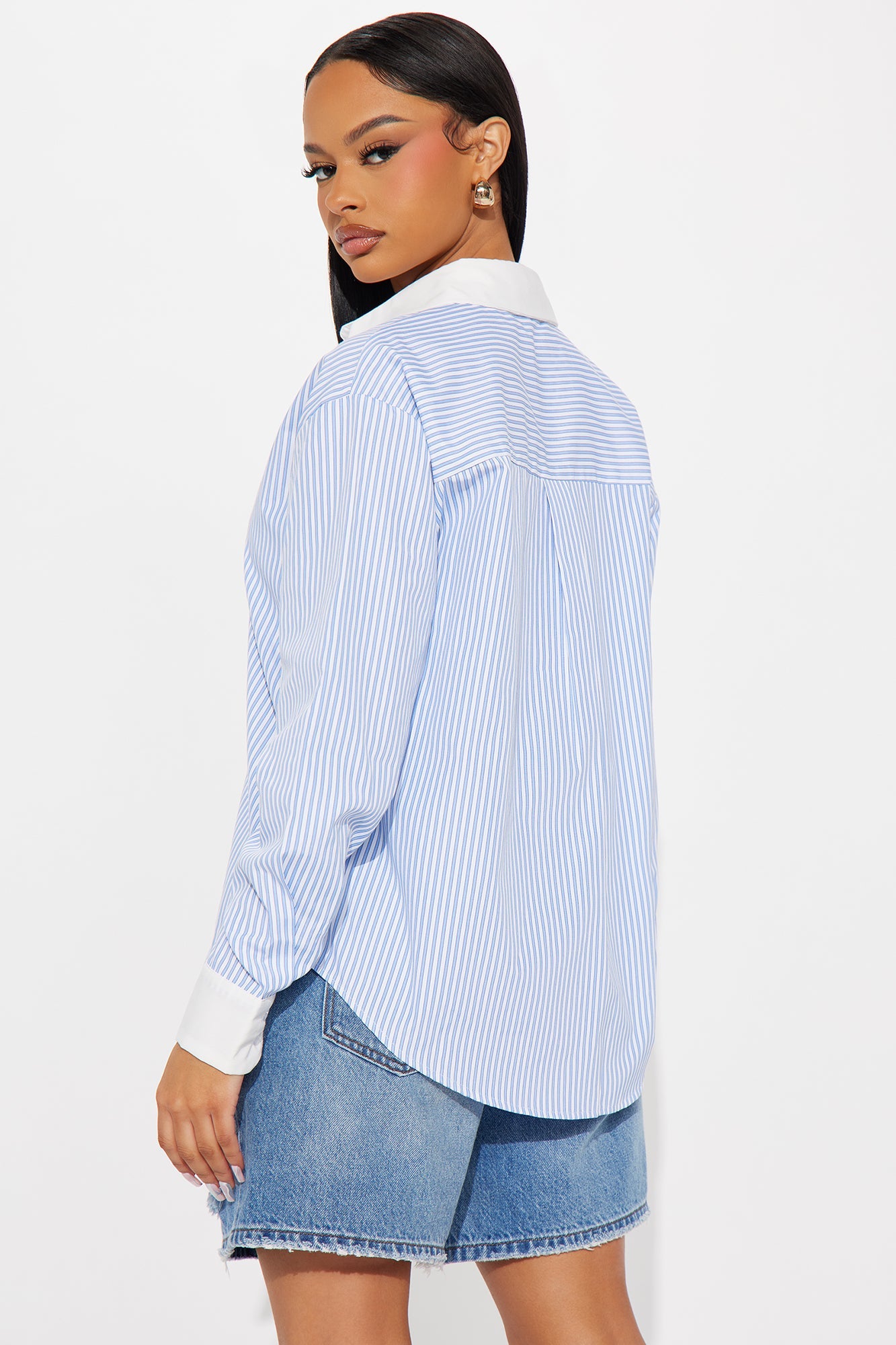 Never Lose Striped Poplin Shirt - Blue