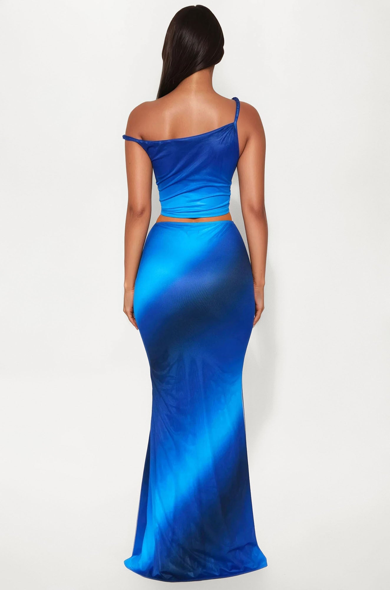 Cosmic Crush Mesh Maxi Skirt Set - Blue/combo