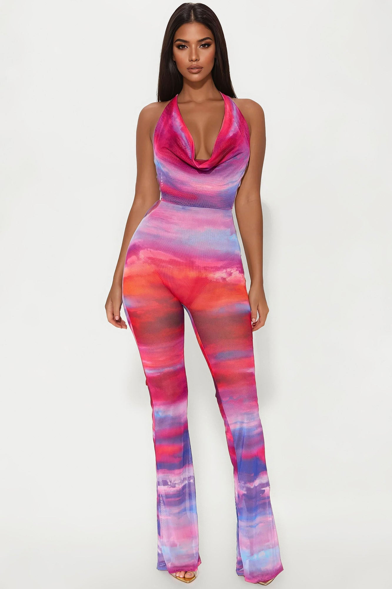Danielle Ombre Mesh Jumpsuit - Purple/combo