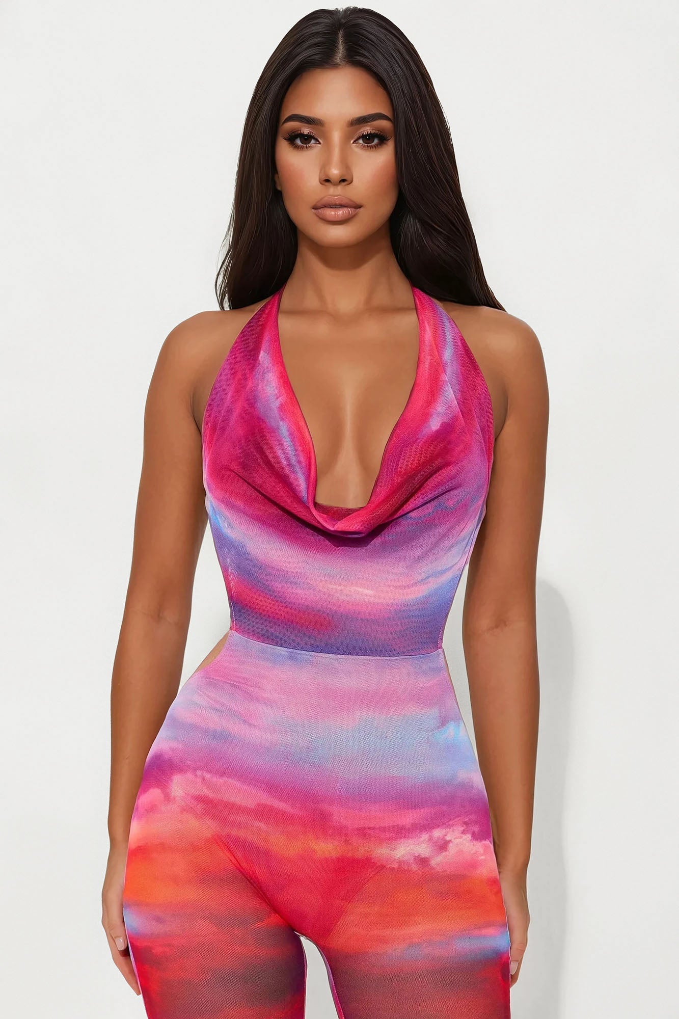 Danielle Ombre Mesh Jumpsuit - Purple/combo