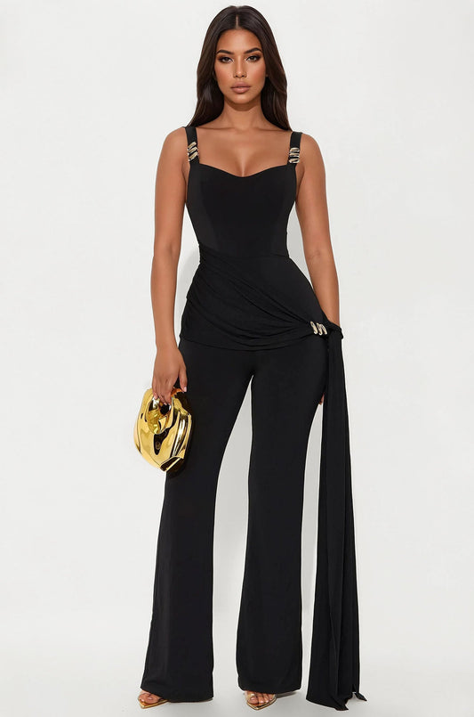 Helena Draped Jumpsuit - Black