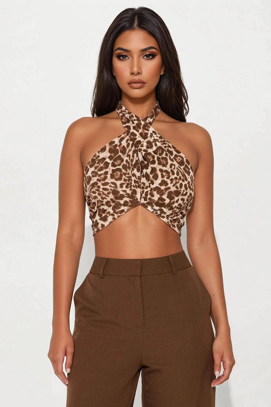 Leopard Club Halter Top - Leopard