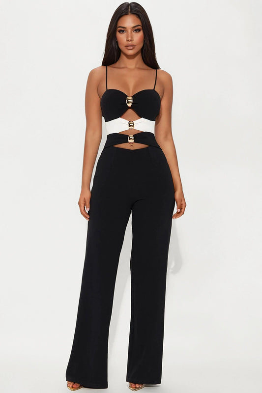 Stars Aligned Crepe Jumpsuit - Black/White